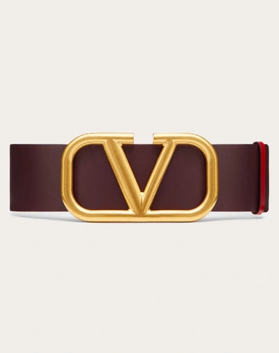 Shop Valentino Garavani Reversible Vlogo Signature Belt In Shiny Calfskin 70 Mm / 2.8 In. In Rubin/pure Red