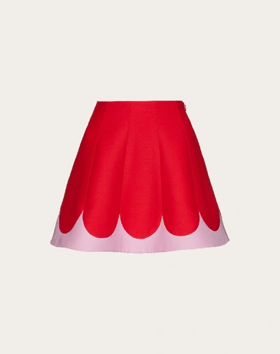 Shop Valentino Two-tone Crepe Couture Miniskirt In Red