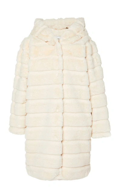 Shop Apparis Celina Hooded Faux Fur Coat In White