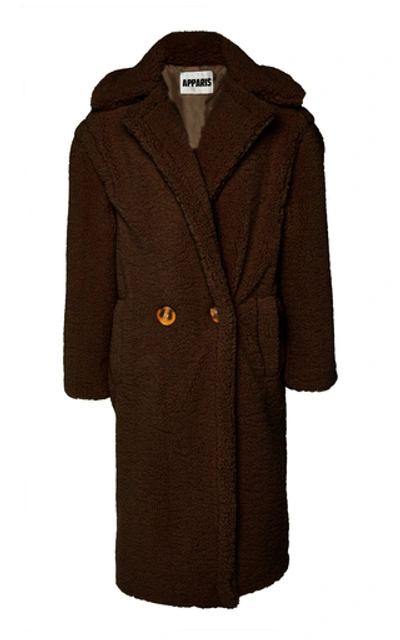 Shop Apparis Daryna Faux Shearling Coat In Brown