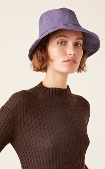 Shop Reinhard Plank Conte Crinkled-cotton Bucket Hat In Purple