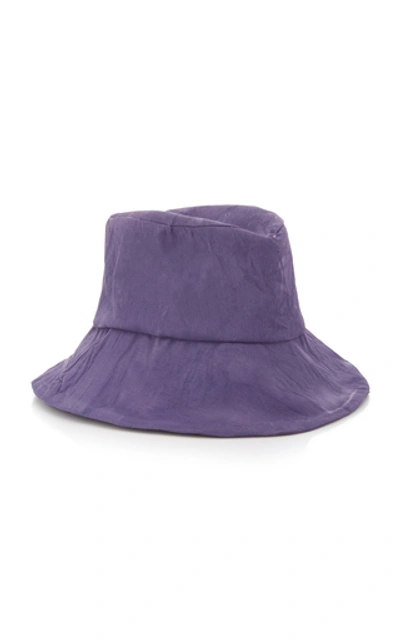 Shop Reinhard Plank Conte Crinkled-cotton Bucket Hat In Purple