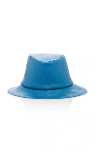 Shop Gigi Burris Bo Leather Bucket Hat In Blue