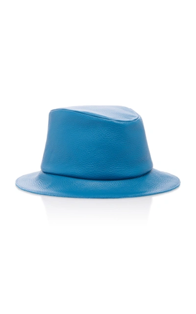 Shop Gigi Burris Bo Leather Bucket Hat In Blue