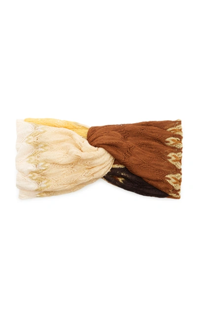 Shop Missoni Crochet-knit Headband In Brown