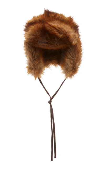 Shop Albertus Swanepoel Leopard-print Faux Fur Hat In Brown