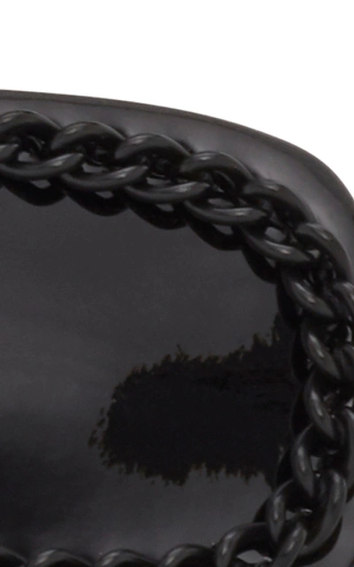 Shop Deborah Pagani Set-of-two Small Chain-embellished Patent Leather Hair In Black