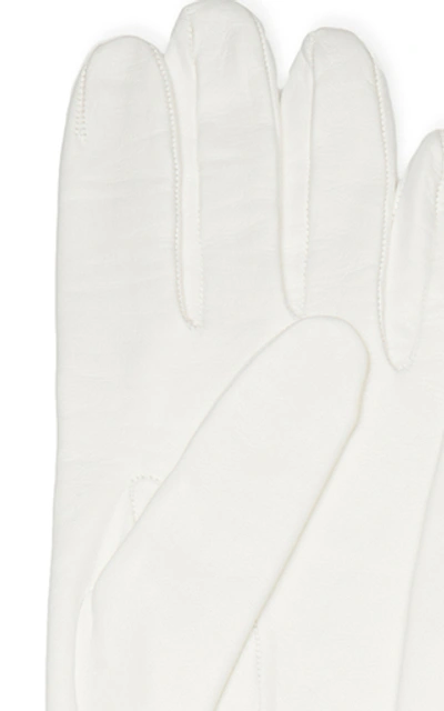 Shop Clyde Moonlight Lambskin Long Gloves In White