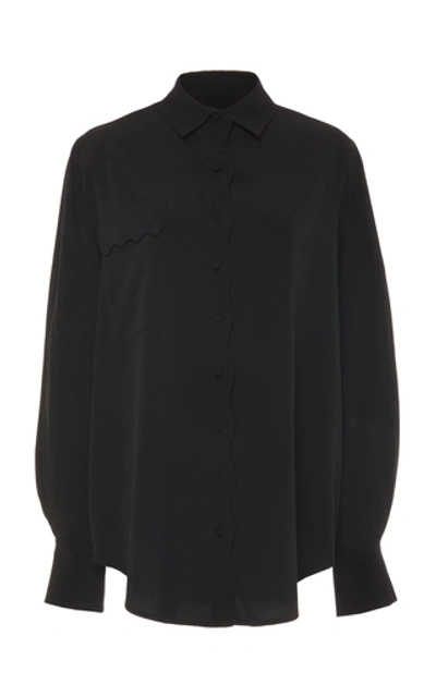 Shop Acler Aviel Collared Button-front Blouse In Black