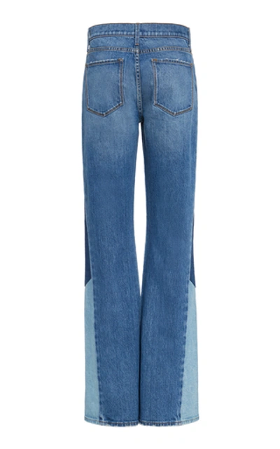 Shop Frame Le High Patchwork Flared Jeans In Medium Wash