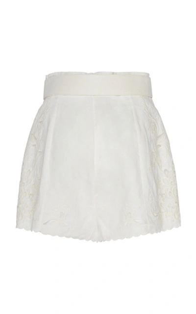 Shop Zimmermann Embroidered Broderie Anglaise Linen Shorts In White