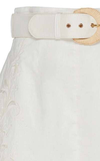 Shop Zimmermann Embroidered Broderie Anglaise Linen Shorts In White