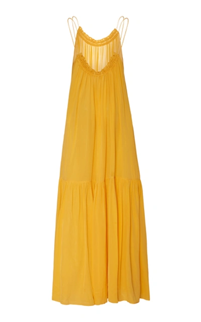 Shop Three Graces London Tatyana Tiered Silk-georgette Maxi Dress In Yellow