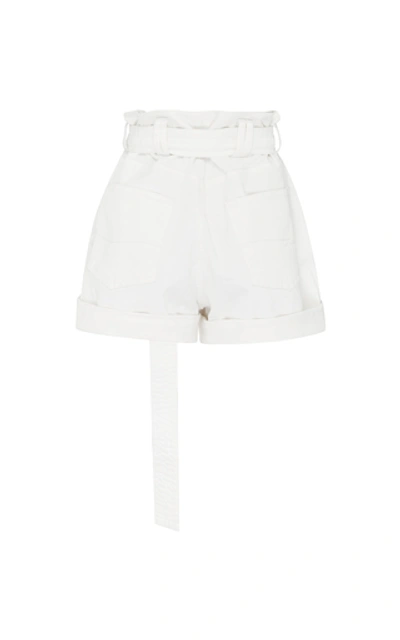 Shop Aje Salt Lake Belted Denim Shorts In White
