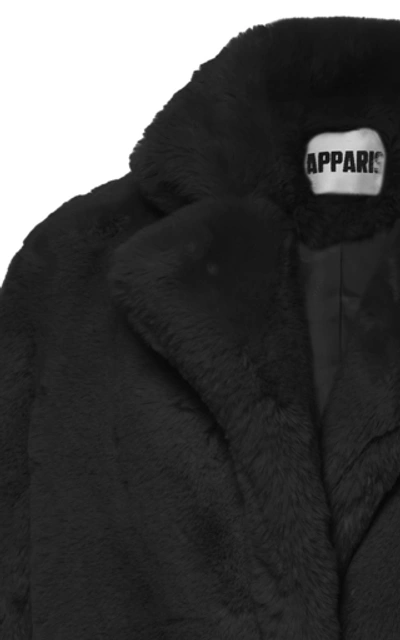 Shop Apparis Sophie Collared Faux Fur Coat In Black