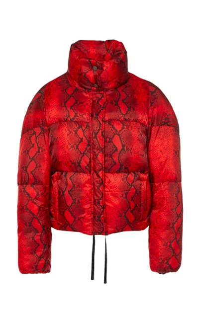 Shop Apparis Jamie Snake-effect Shell Puffer Coat In Red