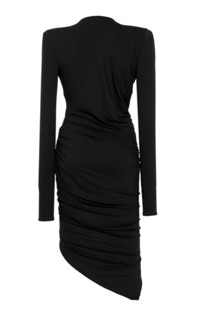 Shop Alexandre Vauthier Ruched Stretch-jersey Mini Dress In Black