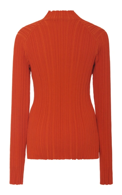 Shop Acne Studios Katina Raw-hem Ribbed Knit Top In Red