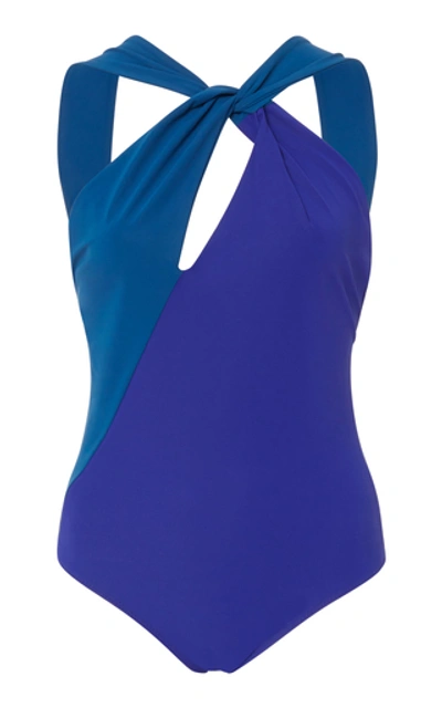 Shop Araks Venetia Single Shoulder Open Back Swimsuit In Blue