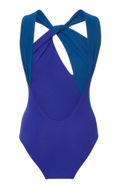 Shop Araks Venetia Single Shoulder Open Back Swimsuit In Blue