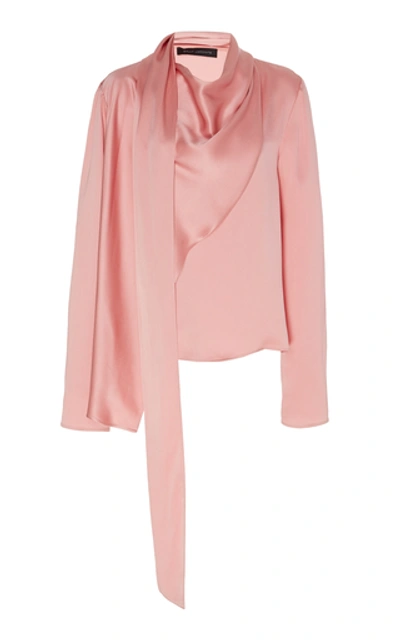 Shop Sally Lapointe Draped Satin Top In Pink