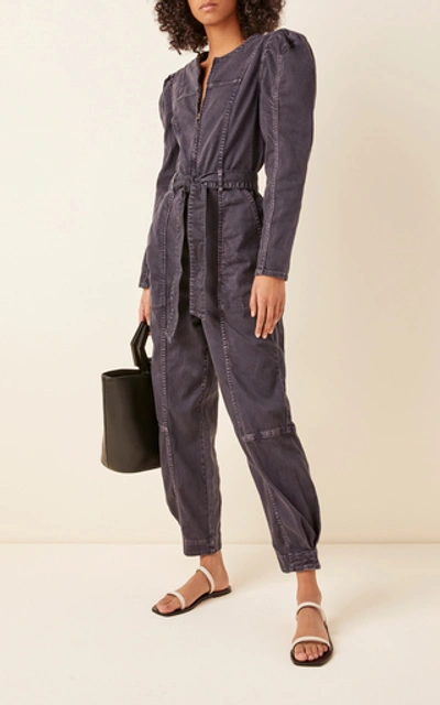 Shop Ulla Johnson Hesper Belted Denim Jumpsuit In Black