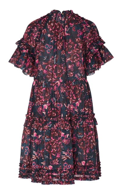 Shop Ulla Johnson Fawn Tiered Ruffle Cotton Mini Dress In Floral