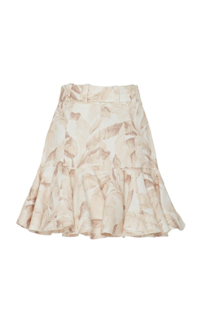 Shop Zimmermann Belted Linen Peplum Mini Skirt In Multi