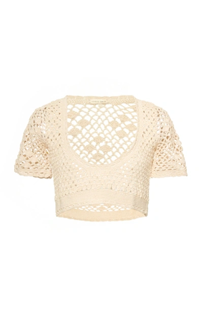 Shop Akoia Swim Lilou Crocheted Cotton Top In White
