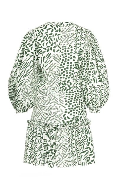 Shop Alexis Idony Cotton Printed Mini Dress In Green
