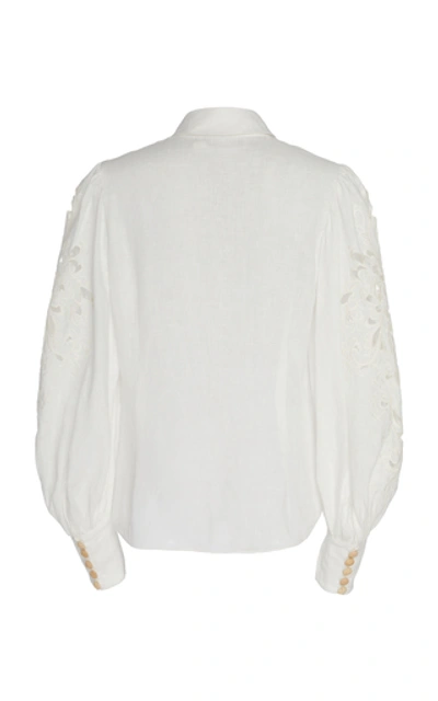 Shop Zimmermann Broderie Anglaise Linen Shirt In White