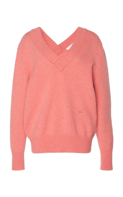 Shop Victoria Beckham Cashmere-blend V-neck Sweater In Pink