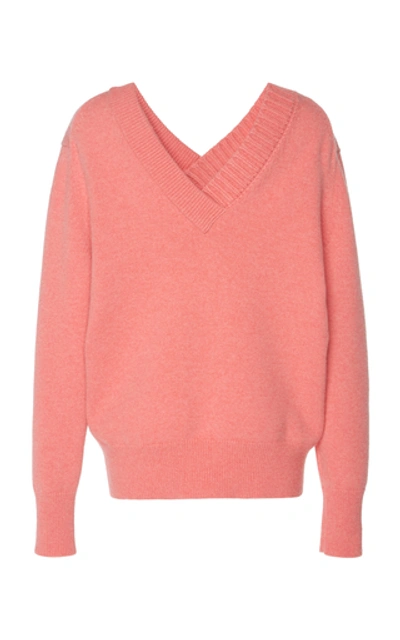 Shop Victoria Beckham Cashmere-blend V-neck Sweater In Pink