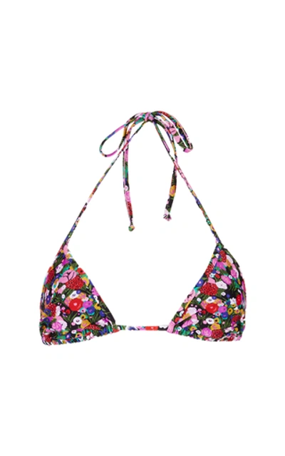 Shop La Doublej Printed Triangle Bikini Top In Multi
