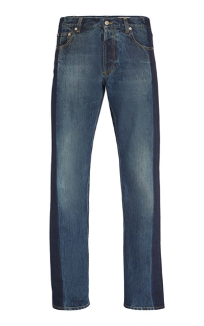 Shop Alexander Mcqueen Paneled Slim-leg Jeans In Medium Wash