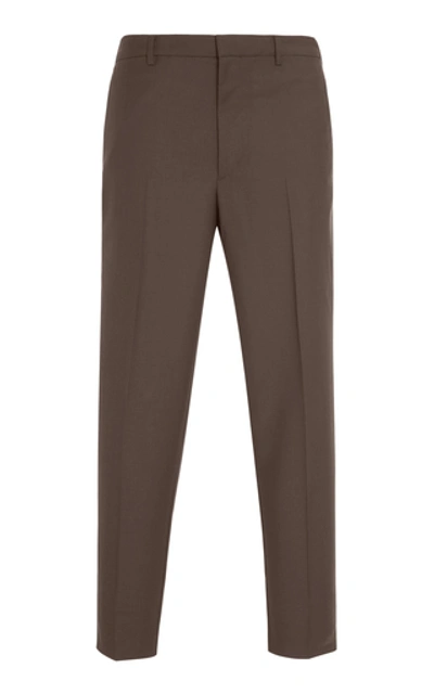Shop Prada Wool Tapered Pants In Brown