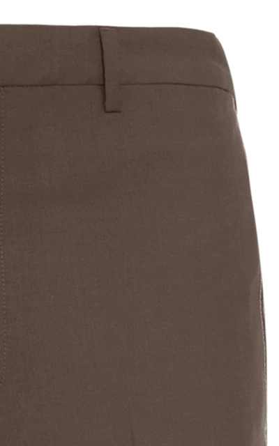 Shop Prada Wool Tapered Pants In Brown