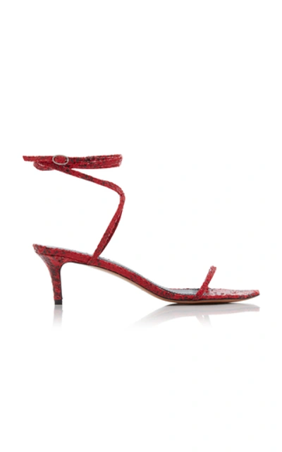 Shop Isabel Marant Aridee Snake-effect Leather Sandals In Red