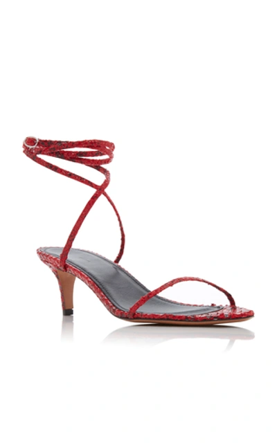 Shop Isabel Marant Aridee Snake-effect Leather Sandals In Red