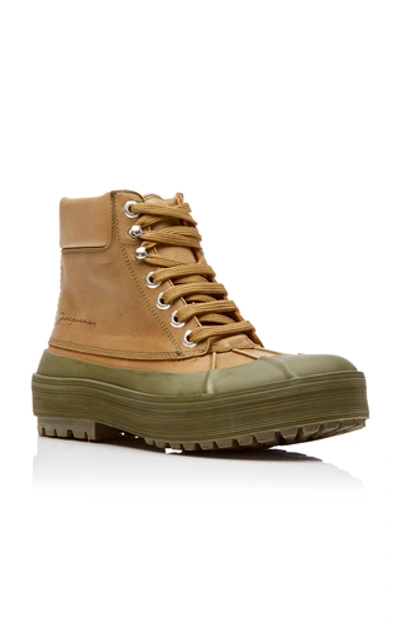 Shop Jacquemus Les Meuniers Hautes Leather Boots In Green