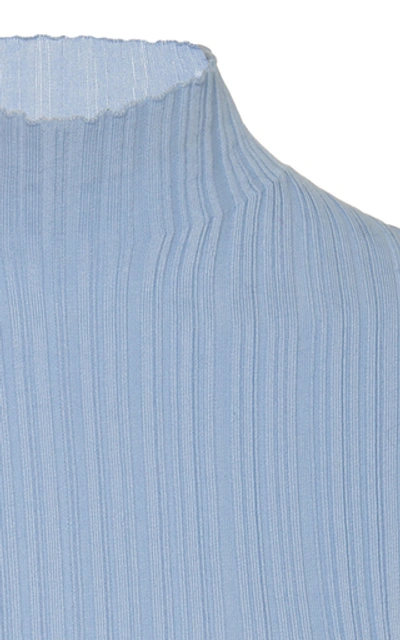 Shop Acne Studios Katina Raw-hem Ribbed Knit Top In Blue