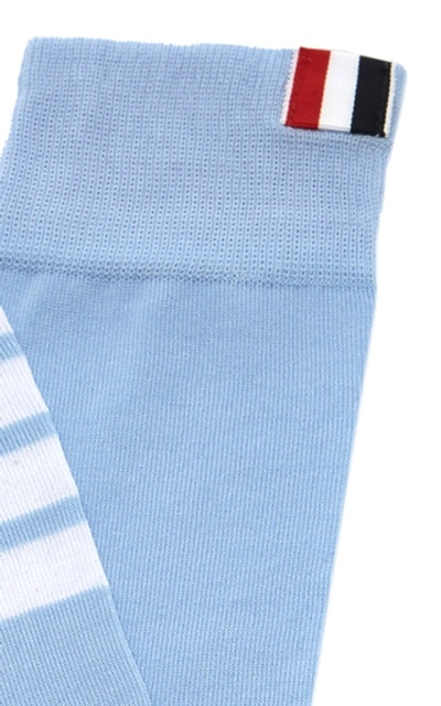 Shop Thom Browne Mid-calf Striped Cotton Socks In Blue