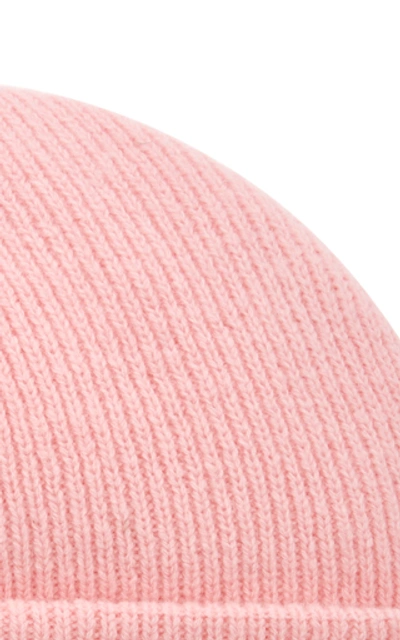 Shop Acne Studios Kansy Appliquéd Ribbed Wool-blend Beanie In Pink