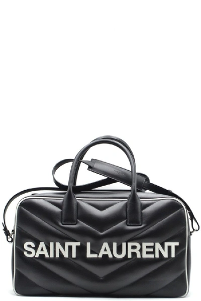 Shop Saint Laurent Miles Matelassé Leather Tote In Black