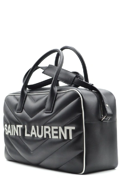 Shop Saint Laurent Miles Matelassé Leather Tote In Black