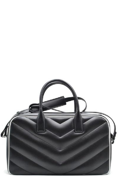 Shop Saint Laurent Miles Matelassé Leather Tote In Black