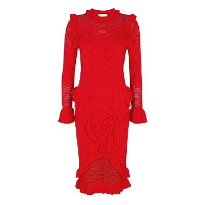 Shop Alexis Sivan Red Pointelle-knit Dress
