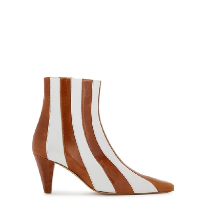 Shop Kalda Lio 75 Striped Leather Ankle Boots In Brown