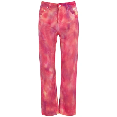 Shop Msgm Pink Tie-dye Straight-leg Jeans