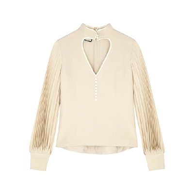 Shop Gucci Ivory Cut-out Silk Blouse In White